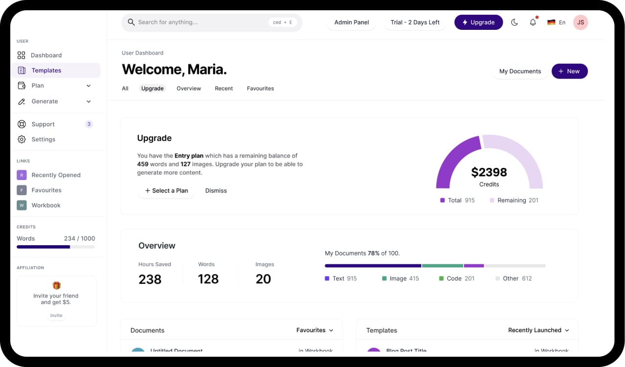 Gamu AI Dashboard Mockup